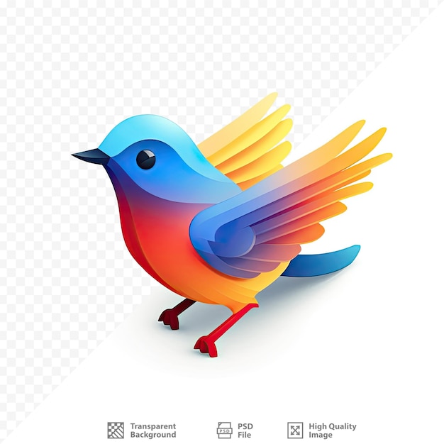 PSD un oiseau coloré avec des ailes bleues et jaunes.