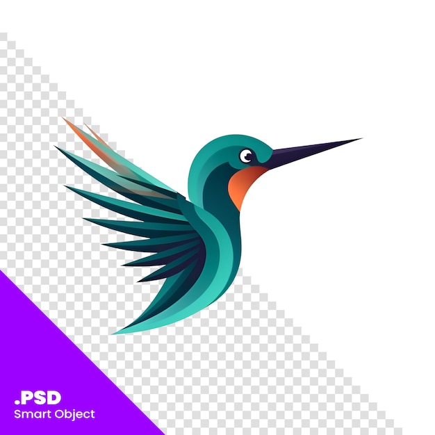 PSD un oiseau coloré isolé sur un fond blanc modèle psd d'illustration vectorielle