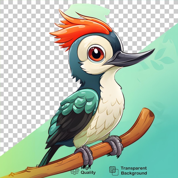 PSD oiseau de dessin animé kingfisher isolé sur un fichier png à fond transparent