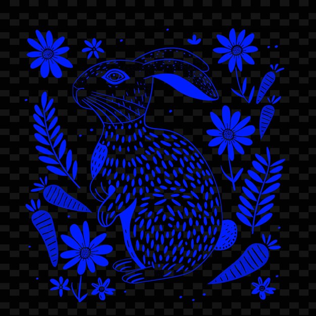 PSD un oiseau avec un fond bleu et des fleurs au milieu