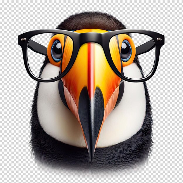 PSD un oiseau avec des lunettes qui a un oiseau dessus