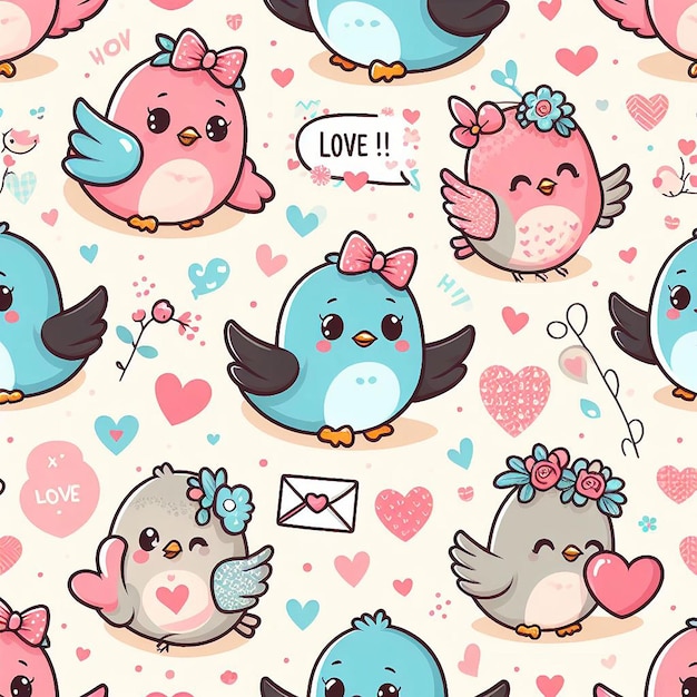 PSD oiseau mignon sur fond coloré motif sans couture