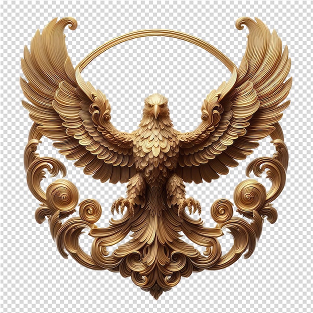 PSD l'oiseau d'or de la majesté des oiseaux en 3d