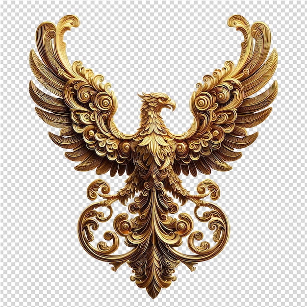 PSD l'oiseau d'or de la majesté des oiseaux en 3d