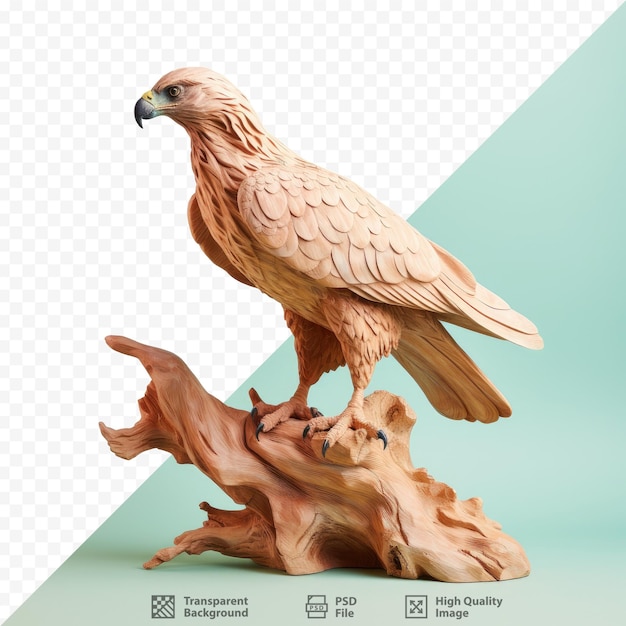 PSD un oiseau se tient sur un tronc avec une image d'un oiseau dessus.
