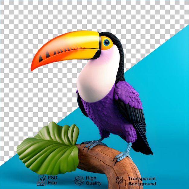 PSD oiseau tropical toucan isolé sur fond transparent inclure un fichier png