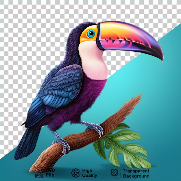 PSD oiseau tropical toucan isolé sur fond transparent inclure un fichier png