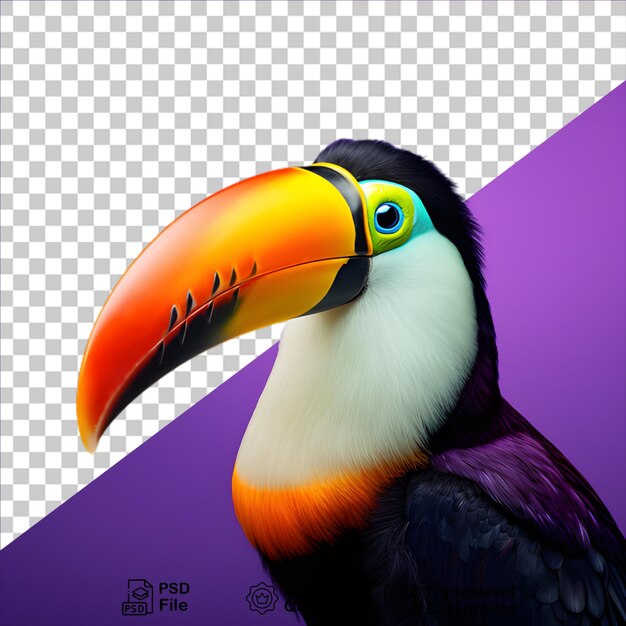 PSD oiseau tropical toucan isolé sur fond transparent inclure un fichier png