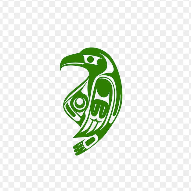 PSD un oiseau vert avec un motif d'oiseau sur un fond blanc