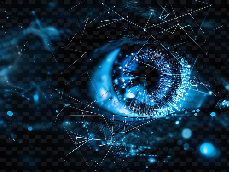 PSD un ojo azul con un ojo azul y una luz azul