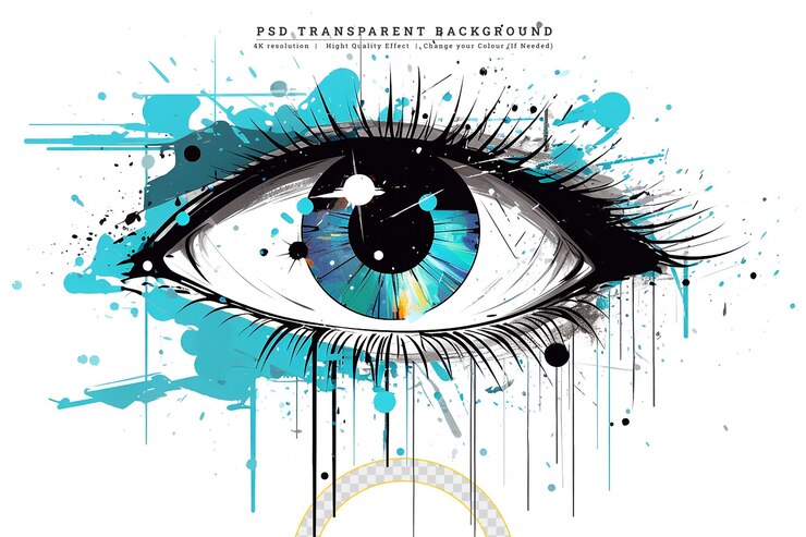 PSD ojo humano en el fondo creativo de color