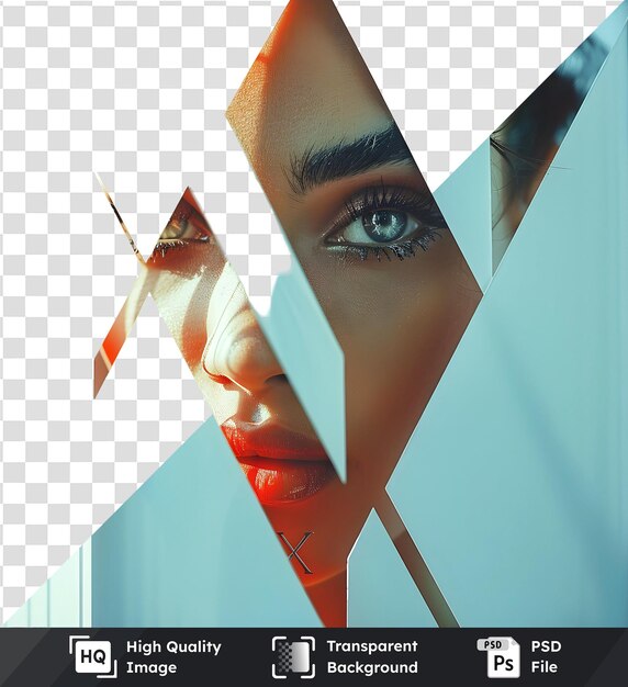 El ojo de la mujer a través de formas abstractas en un PSD transparente