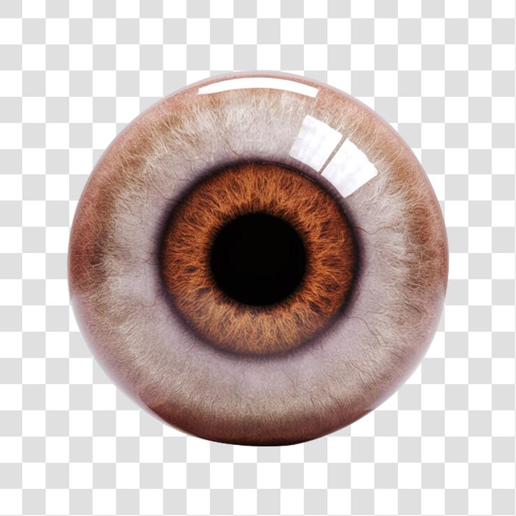 Un ojo de primer plano con el iris y la pupila aislados sobre un fondo transparente