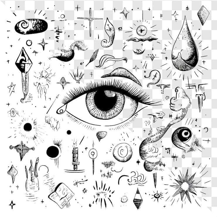 PSD ojo que todo ve visiones cósmicas dibujos de tinta mística