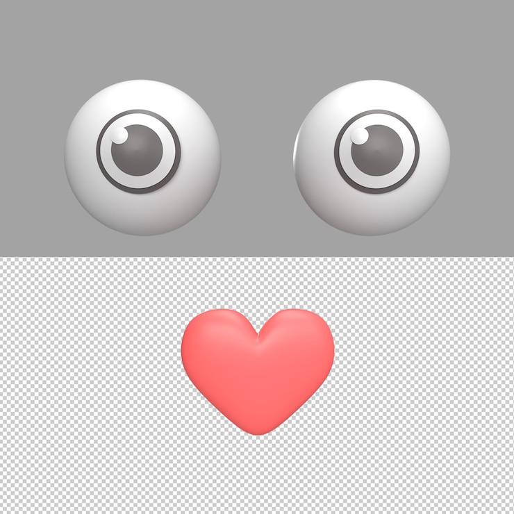 PSD ojos y boca forma corazón 3d ilustración renderizar objeto