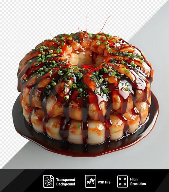 Okonomiyaki-kuchen auf einem teller png