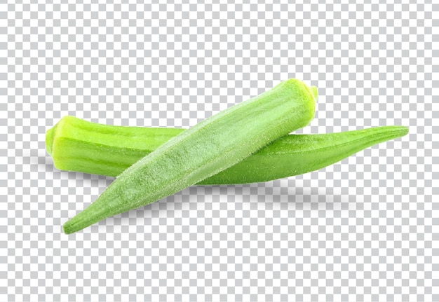 Okra fresca aislado sobre un fondo blanco en transparente