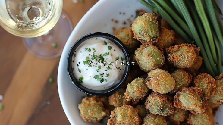PSD okra fritta croccante con salsa cremosa e cipolle verdi