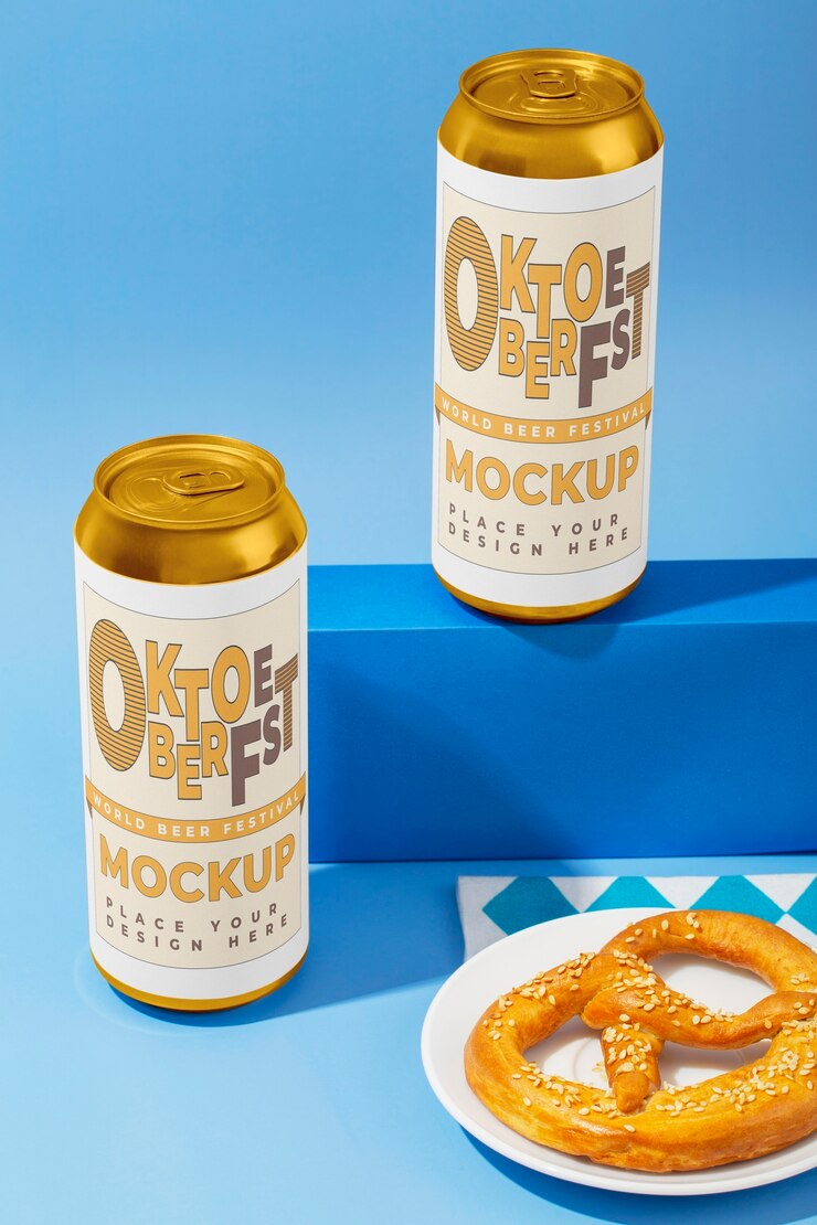 PSD oktoberfest beer can mockup