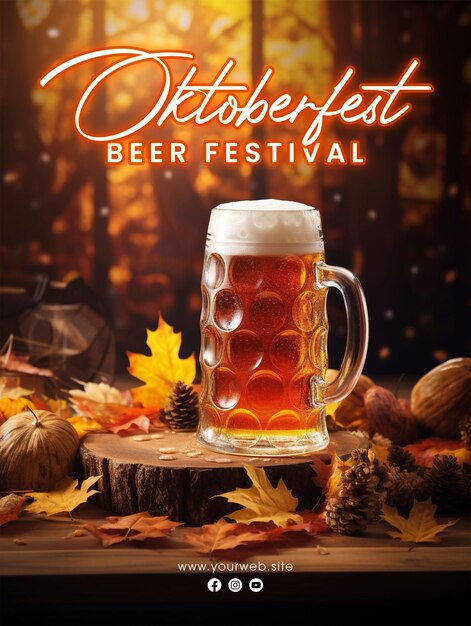 PSD oktoberfest bierfestival social media post poster-design