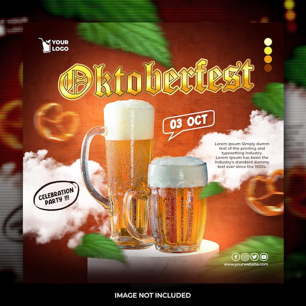 Oktoberfest getränk social media post instagram oder flyer vorlage