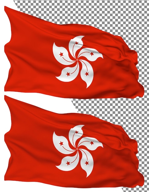 PSD la ola de la bandera de hong kong aislada con textura de bache sencillo con fondo transparente renderización 3d