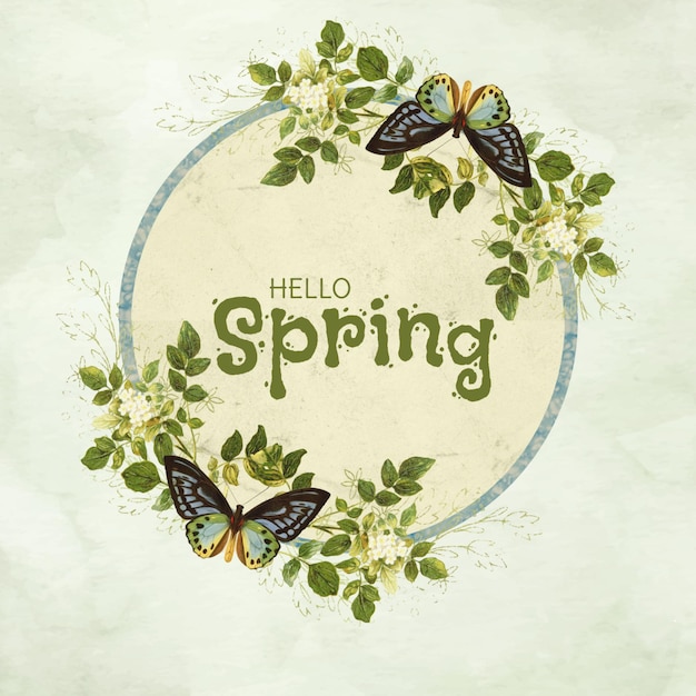 PSD olá primavera bem-vindo primavera fonte floral