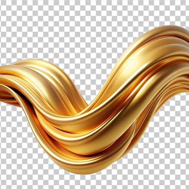 PSD la ola de remolino de flujo metálico dorado aislada en un fondo transparente