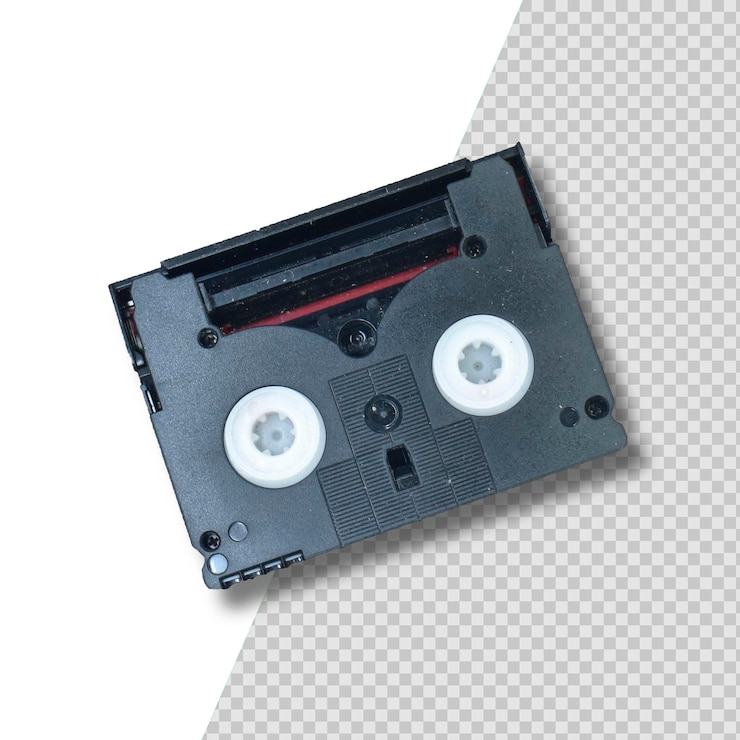 PSD old black audio cassette isolated psd