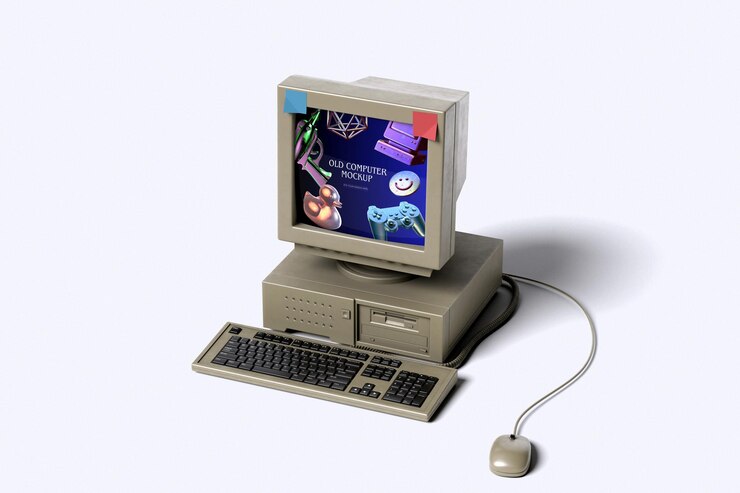 PSD old computer mockup design