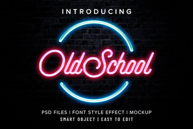 PSD old school neon-font-effekt-stil-modell