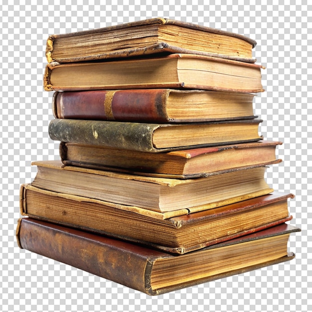 old stacked books isolated on white background