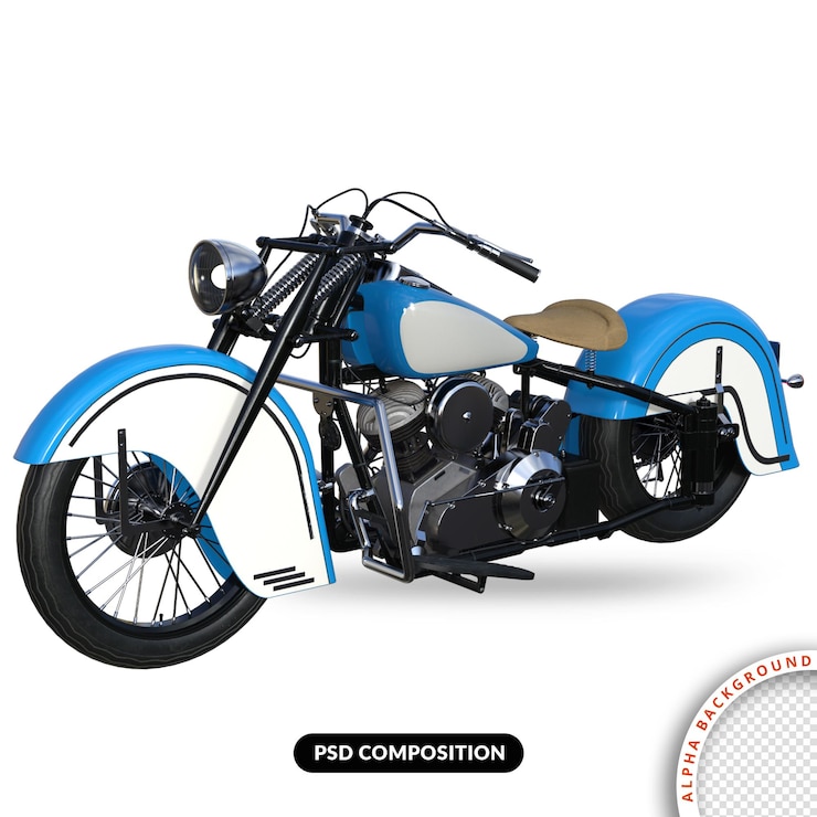 PSD old street bike renderização 3d psd premium