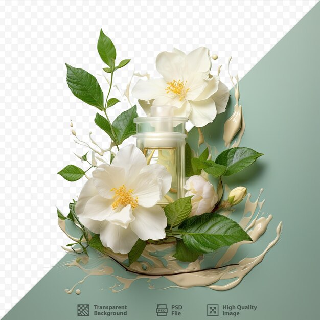 PSD Óleo de flores e folhas com creme