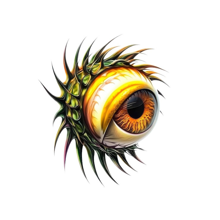 PSD olho surrealista com textura espinhosa