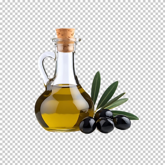 Olio d'oliva e olive isolate su sfondo trasparente