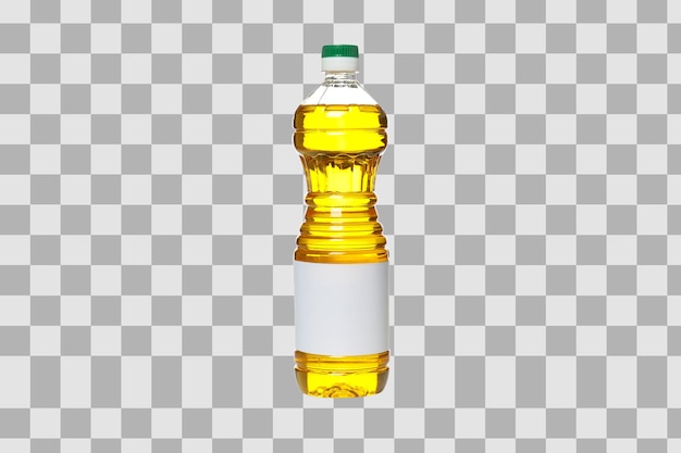 Olio di girasole PNG in bottiglia di plastica isolato su sfondo bianco