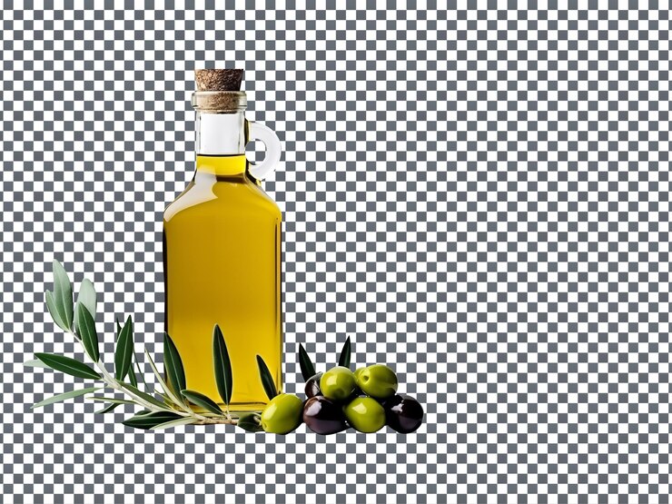 PSD olio vegetale in bottiglia isolato su sfondo trasparente