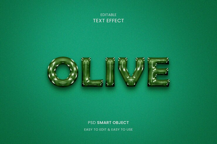 PSD olive 3d bearbeitbarer text-effekt