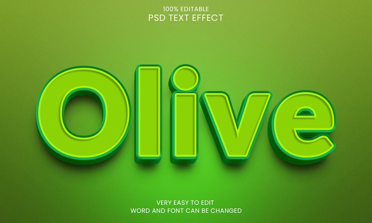 Olive 3d text effect premium psd with background