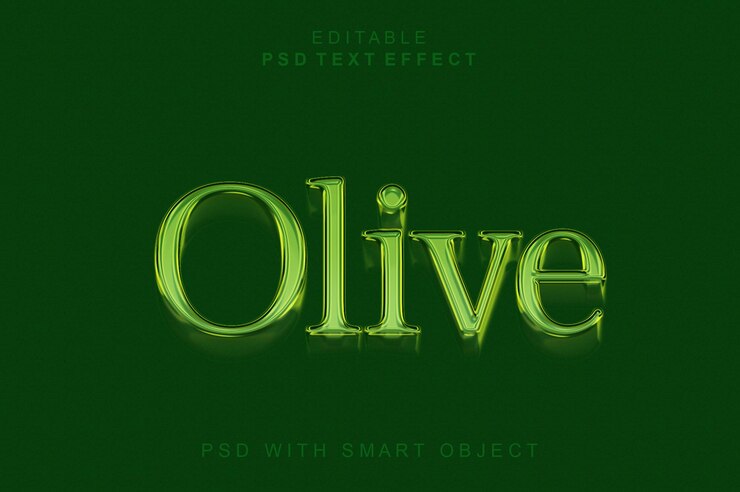 PSD oliven 3d-text-stil-effekt mit dunklem hintergrund