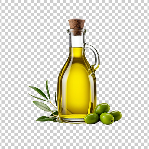 Olivenölflasche auf durchsichtigem hintergrund