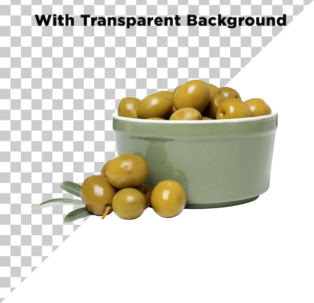 Olives vertes dans le bol PNG PSD Arrière-plan transparent