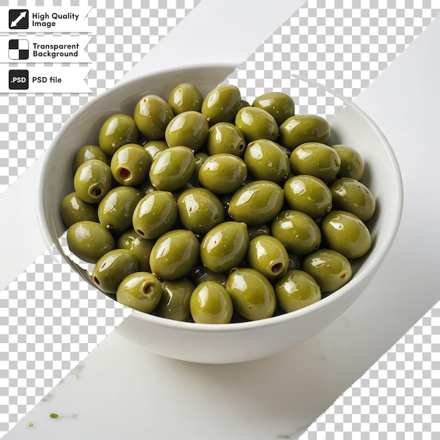 PSD olives vertes psd dans un bol sur fond transparent avec couche de masque modifiable