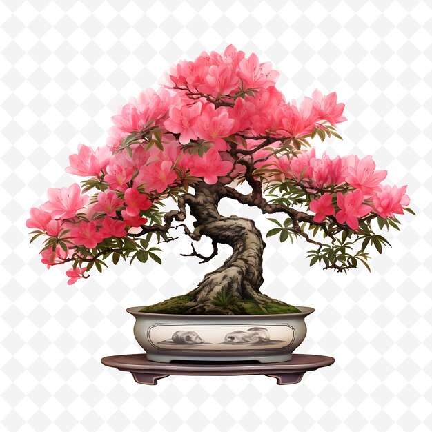 PSD una olla con un árbol de bonsai en ella y un fondo blanco