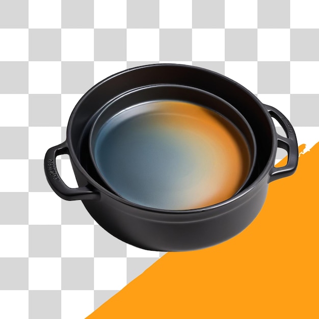 olla de cocción negra con una tapa de vidrio aislada sobre un fondo transparente png