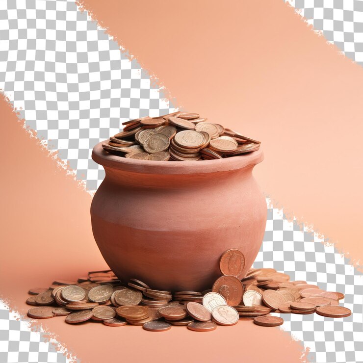 PSD una olla con monedas y una olla con una moneda