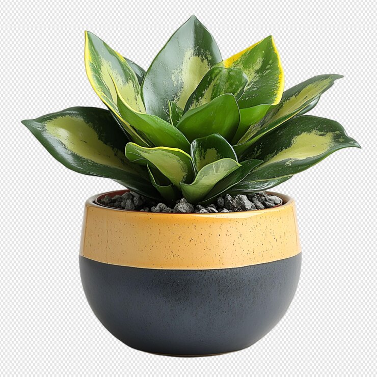 Una olla de planta verde sobre un fondo blanco