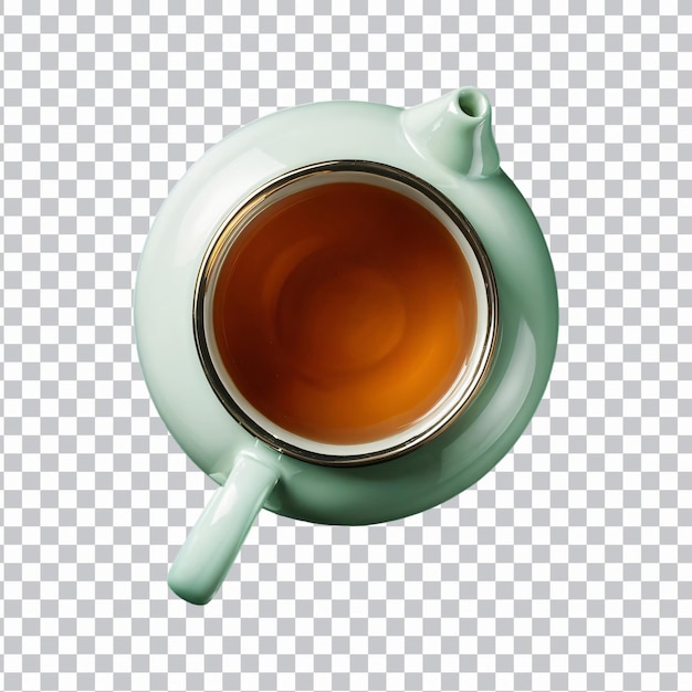 olla de té recién elaborada en aislado sobre un fondo transparente
