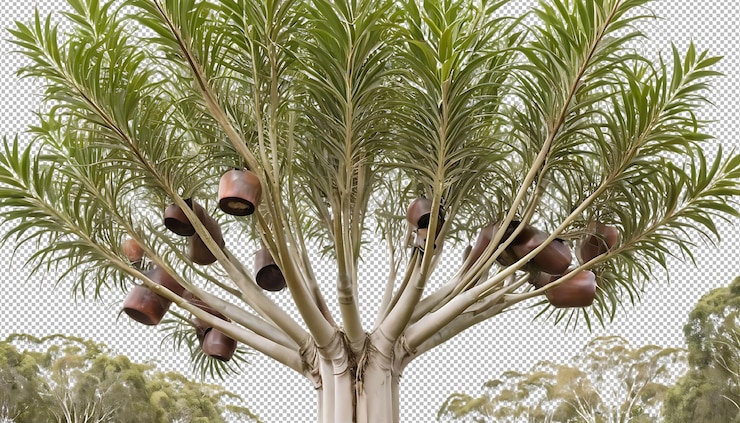 PSD las ollas colgando de un árbol